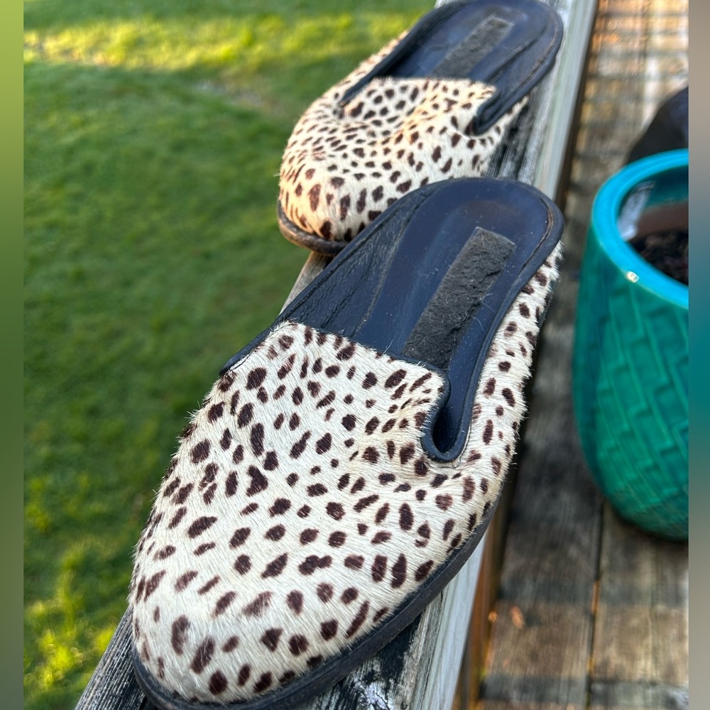 Vintage mules fur leather